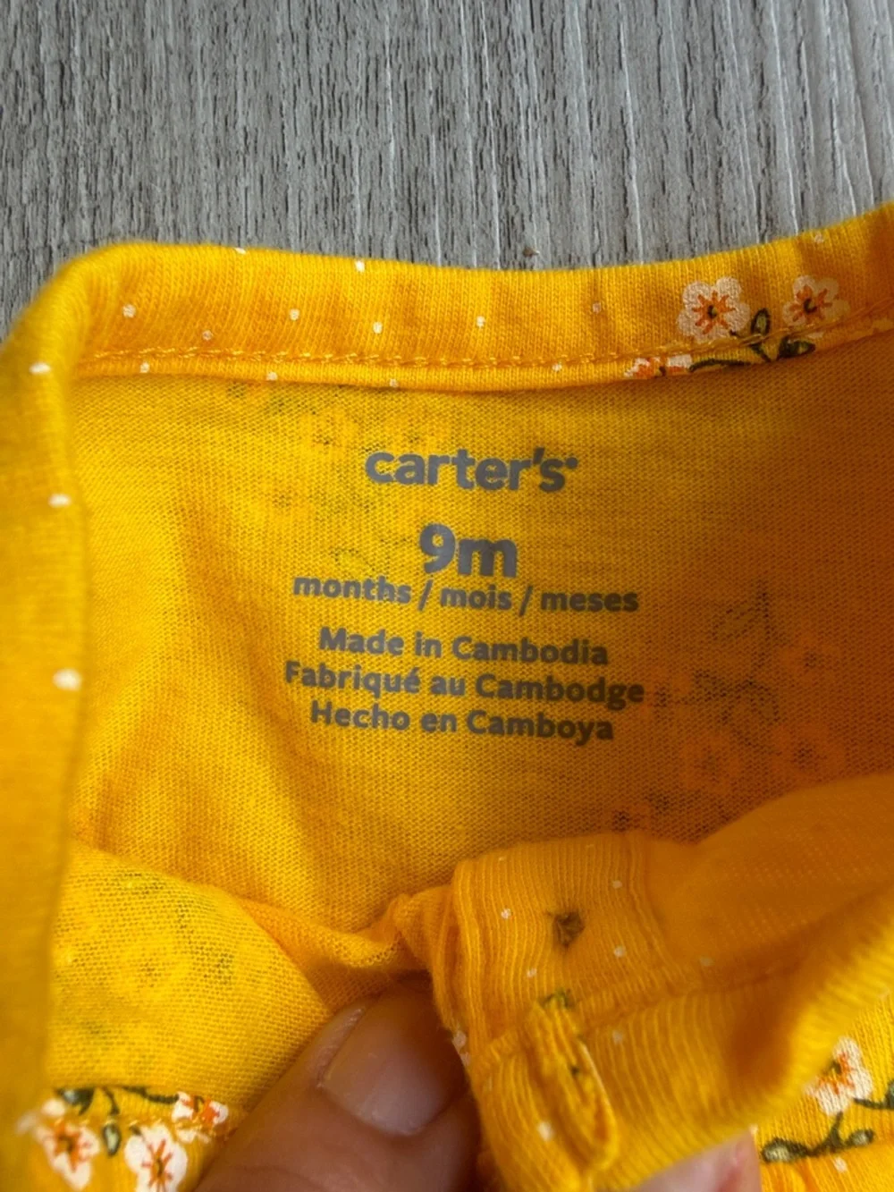 Carter's Yellow Floral Flutter-Sleeve Baby‎ Bodysuit